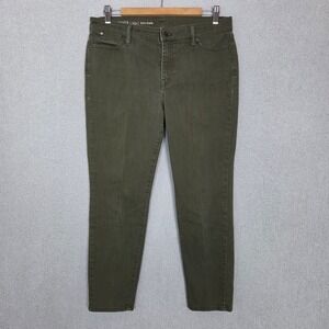 Talbots Slim Ankle Pants Women 10P Olive Green Flawless Stretch Cotton Blend